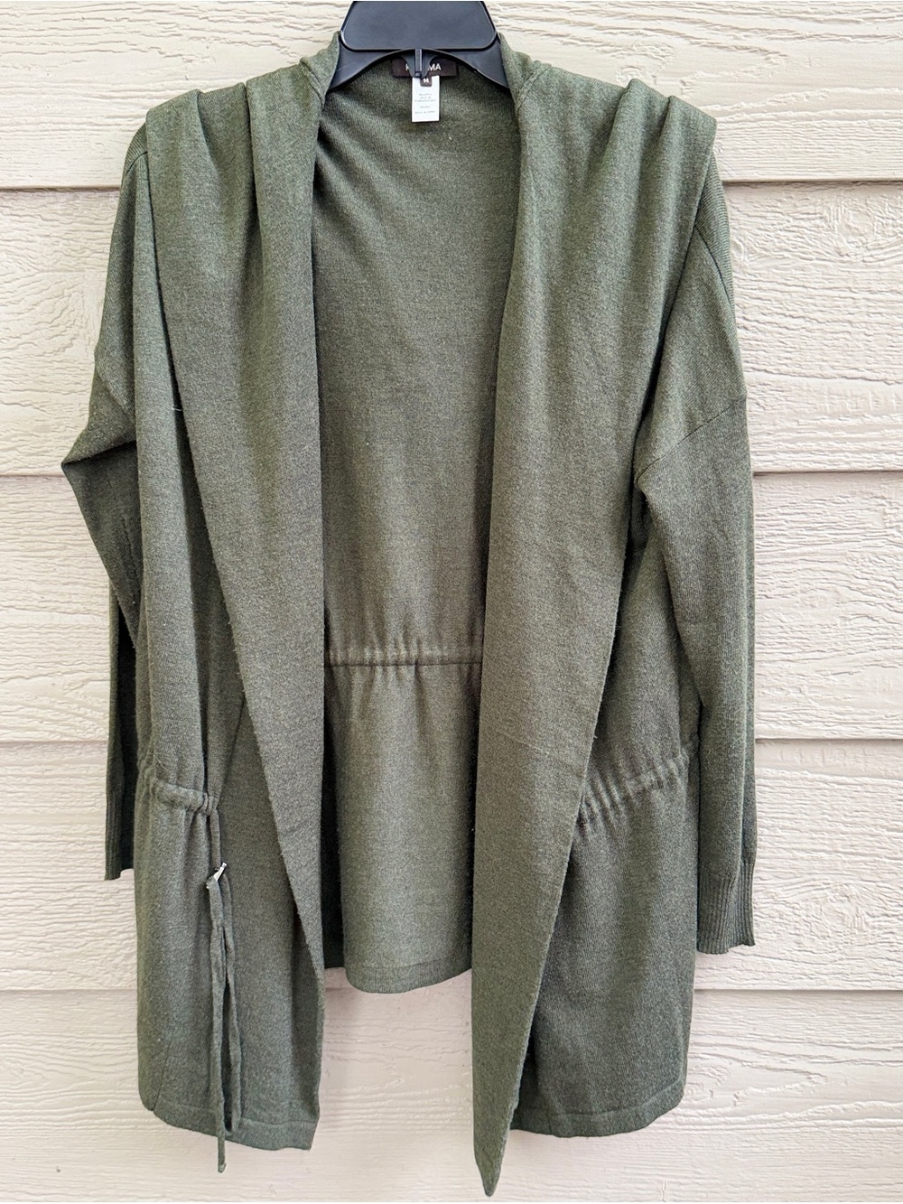 Kerisma Knits Green Hooded Cardigan Open Front Women Medium M2084 Soft Cozy